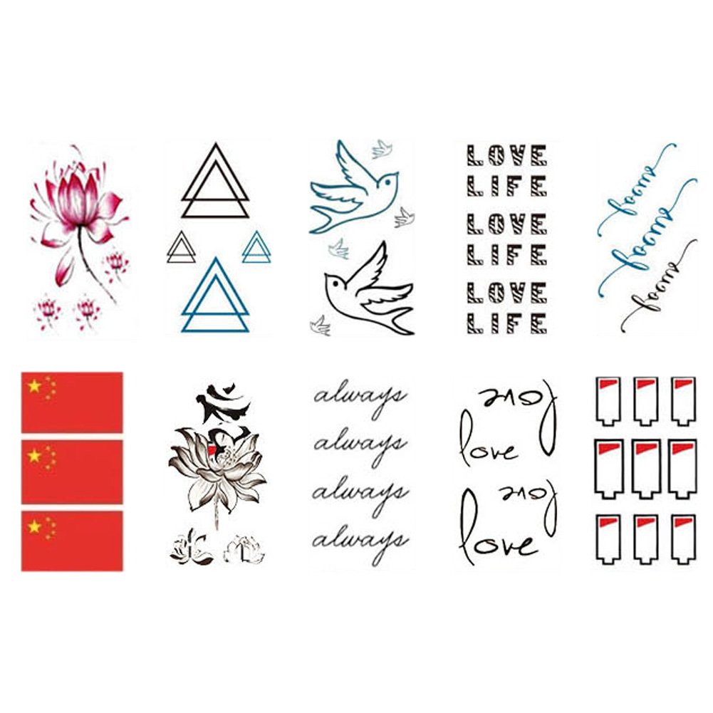 10 Sheets Fashion Body Art Stickers Removable Waterproof