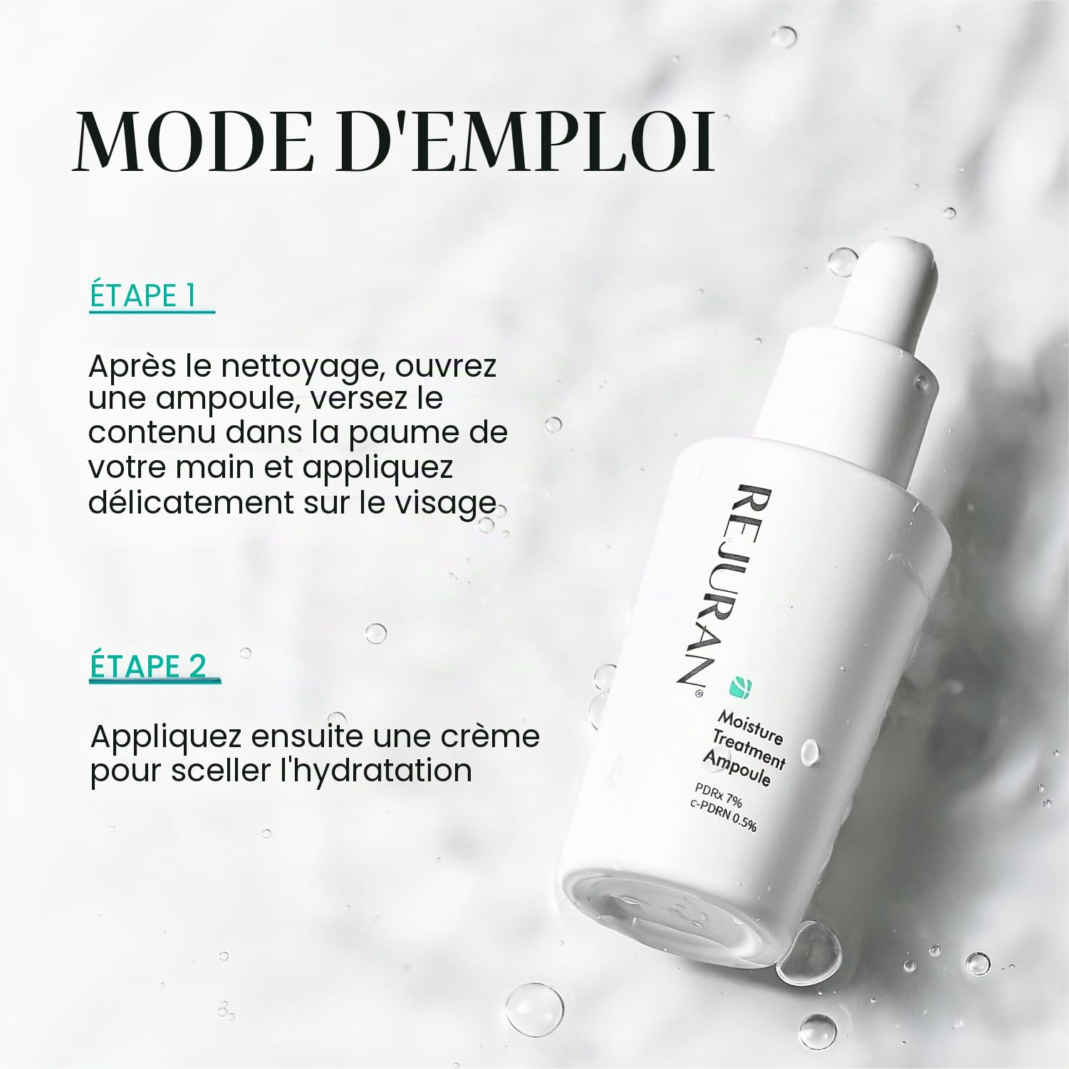 REJURAN Ampoule De Soin Hydratant, Sérum Visage Hydratant Intense Pdrn Pour Une Hydratation Instantanée Et Longue Durée, 1,01 fl oz (paquet de 1)
