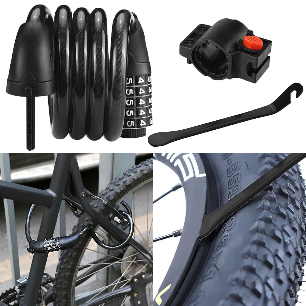 Antivol Vélo à Combinaison 5 Chiffres - Câble 12 Mm, Longueur 130 Cm - Support Inclus