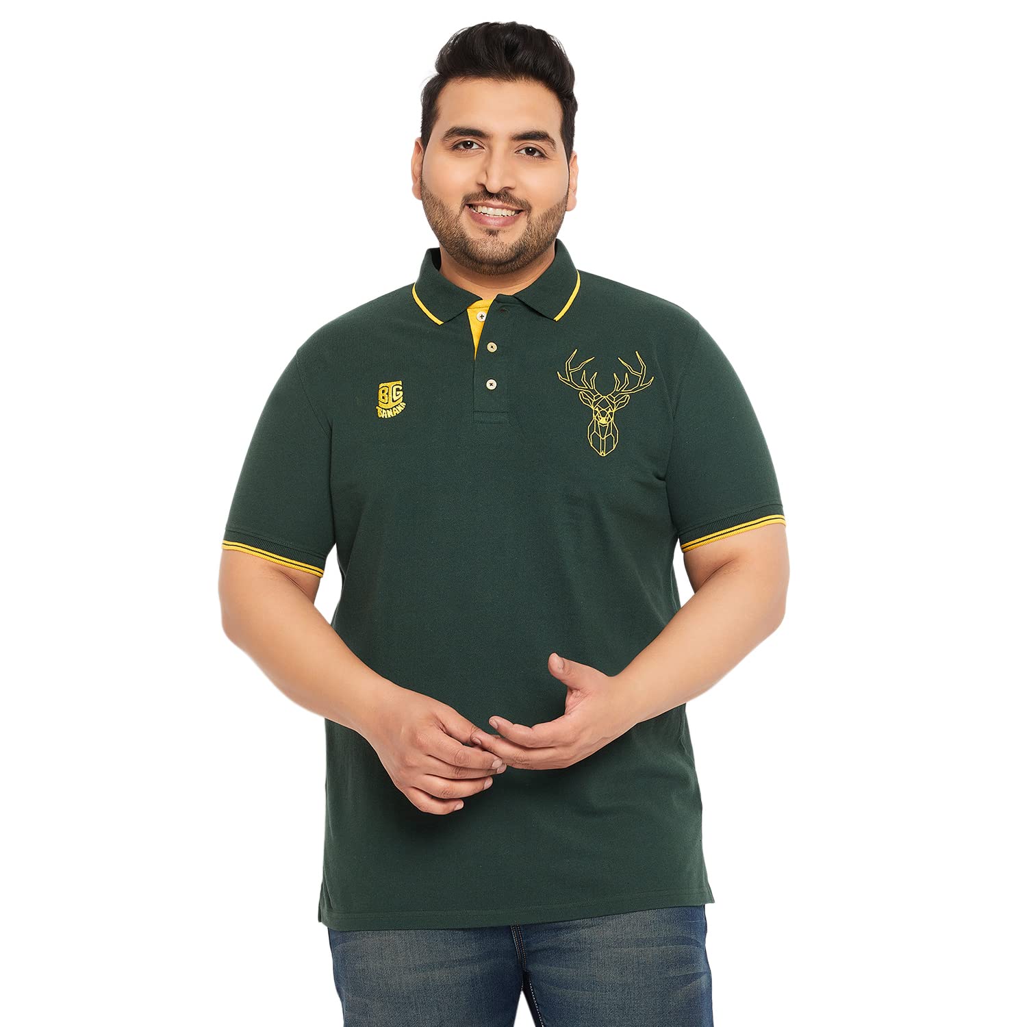 BigbananaPlus Size Men's Regular Fit Solid Polo Tshirt