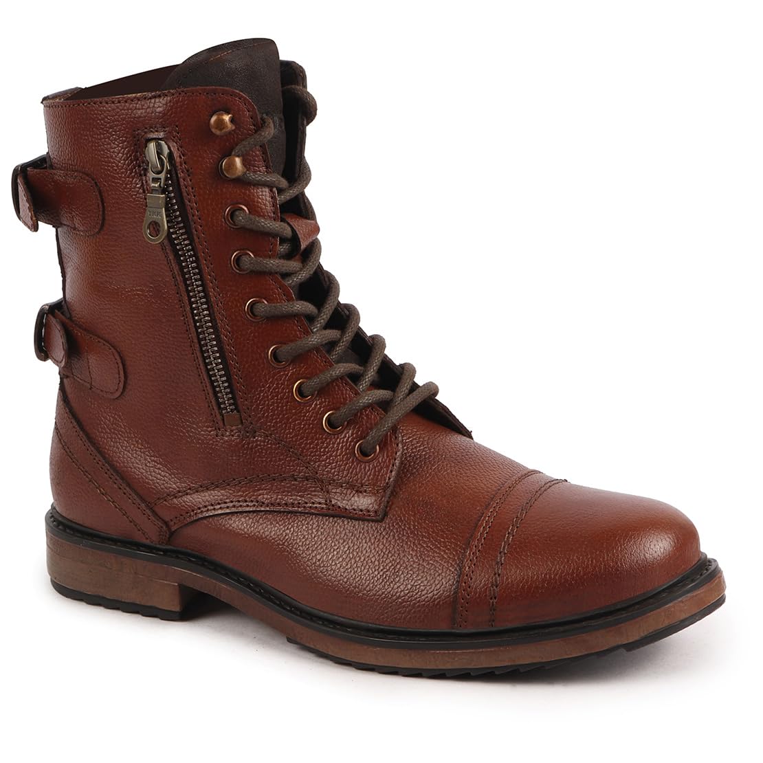FAUSTO FST FOLMCB-3010 TAN-41 Mens Tan High Ankle Genuine Leather Hook and 7-Eye Lace Up Side Zipper Adjustable Buckle Strap Cap Toe Anti Skid Sole Flat Boots (7 UK) (B0BLGZ1GHM) Amazon Price History, Amazon Price Tracker