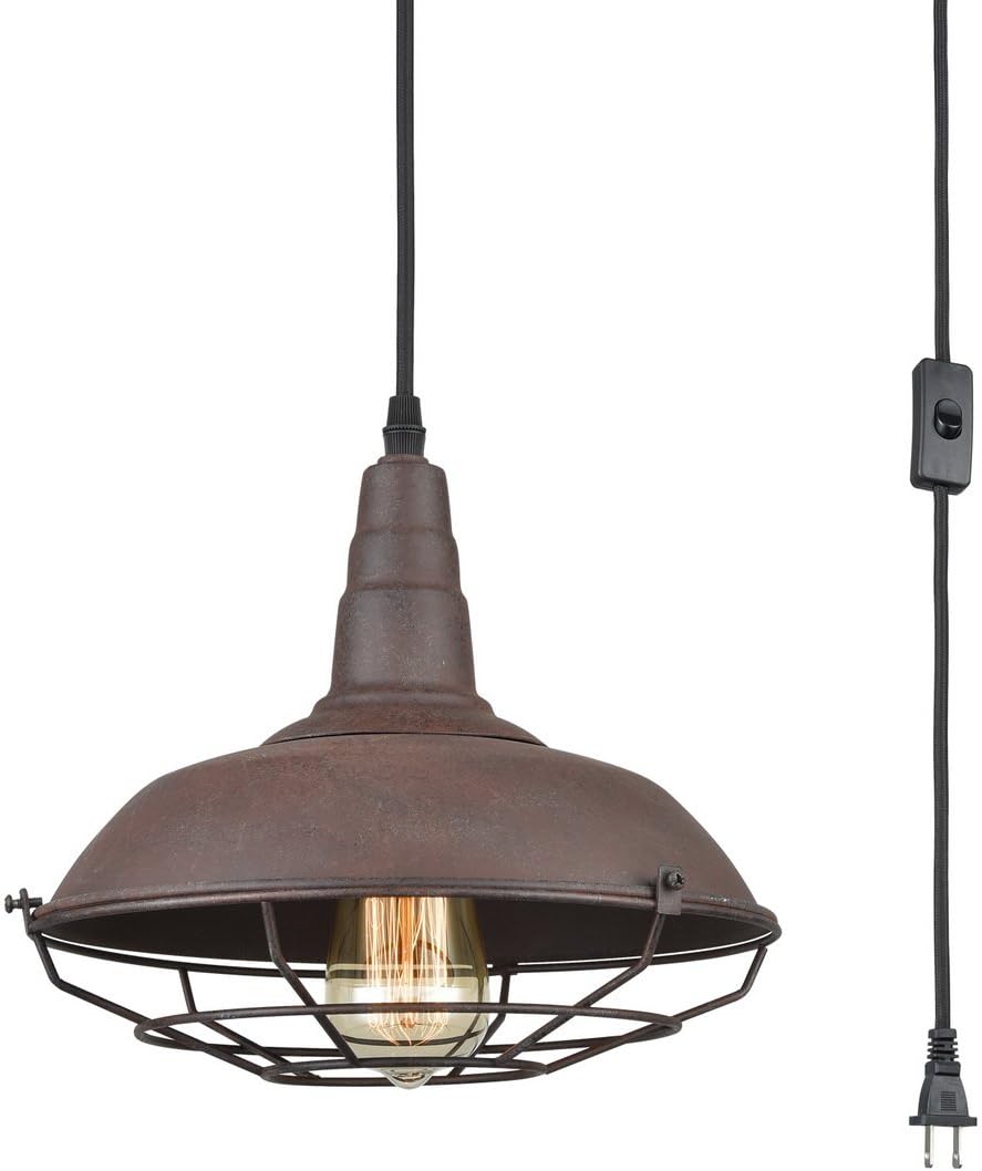 Farmhouse Industrial Lighting Fixture Plug in Pendant Metal Hanging Lights