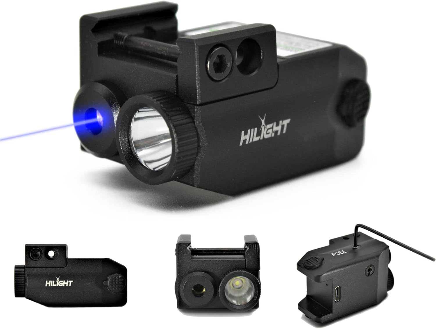 HILIGHT Tactical LED Flashlight and Blue Laser Sight Combo