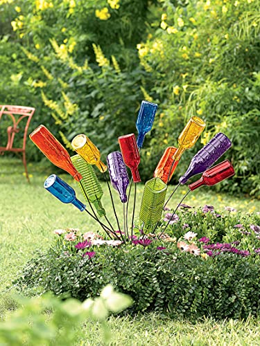 Gardener's Supply Company Classic Glass Bottle Tree Bush | Colorful Garden Decorative Bottle Holder & Outdoor Decor | Made With Sturdy Powder Coated Steel Frame & Holds 16-Pc Glass Bottles - (36" H) #TOP1