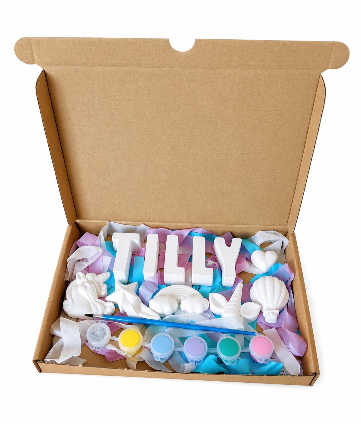 Personalised Unicorn Craft Box: Paint Your Own Name Kit, Kid's Birthday Party Gift, Gifts for Children