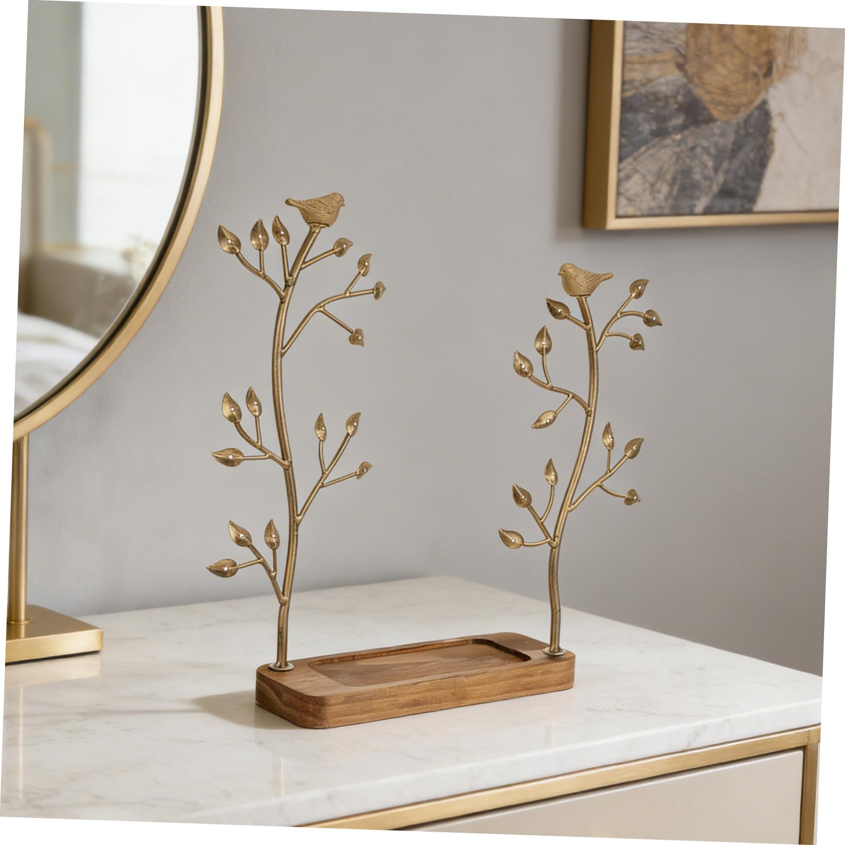 Toyvian Présentoir Bijoux Fer et Bois Design Arbre à Oiseaux Organisateur de Colliers et Boucles Oreilles pour Intérieur