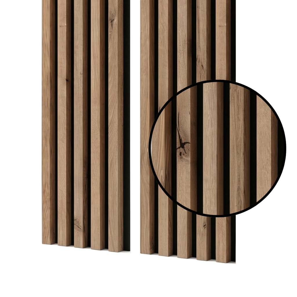 Akustikpaneele auf Schwarzplatte 2 Stücke x (26,5x240 cm) Wandpaneele Farbe: Eiche Artisan MDF Wandverkleidung Innen Moderne Lamellenwand Deko Wand