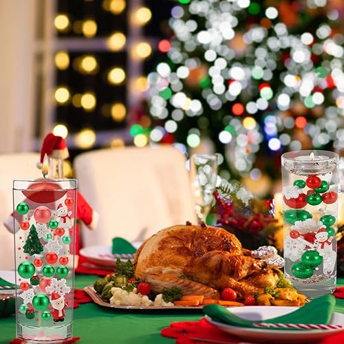 Miniatura 6 de BENECREAT 149 perlas de relleno de jarrón de Navidad, relleno de velas, decoraciones de Navidad para padre y muñeco de nieve, copos de nieve de