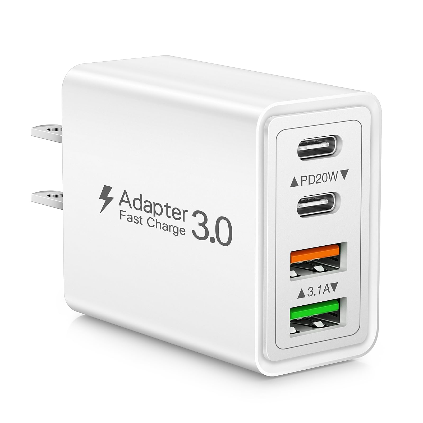 USB 充電器 4ポート 急速充電器 iPhone・ 合計 40W・USB-C & USB-A ACアダプター 【PSE認証】usb 電源 iPhone 16 15 14 13 12、iPad、Samsung Galaxy S23 S22、Pixelに対応