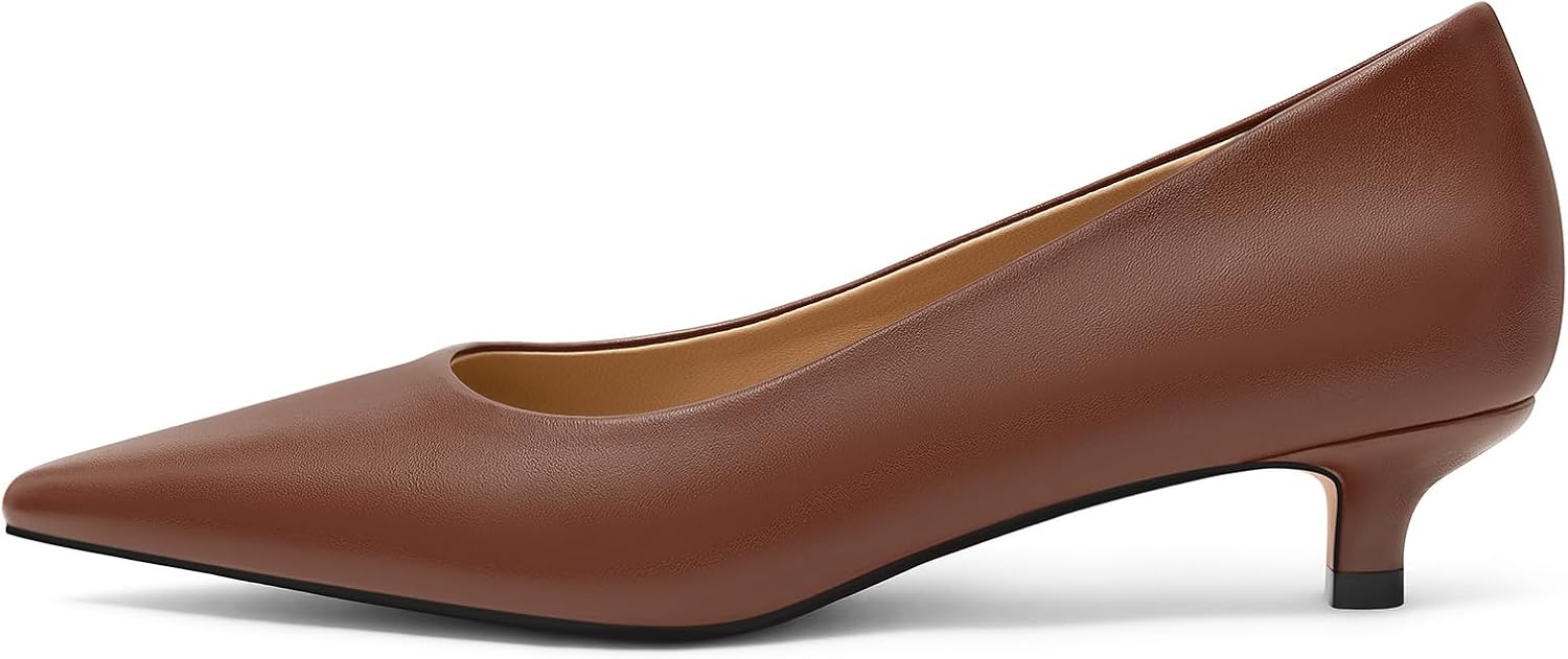 KUOARN Kitten Heels for Women 1.5 Inch Low Heel Pointed Toe Pumps,Closed Toe Comfortable Dress Shoes for Wedding, Work, Office & Party - Image 6