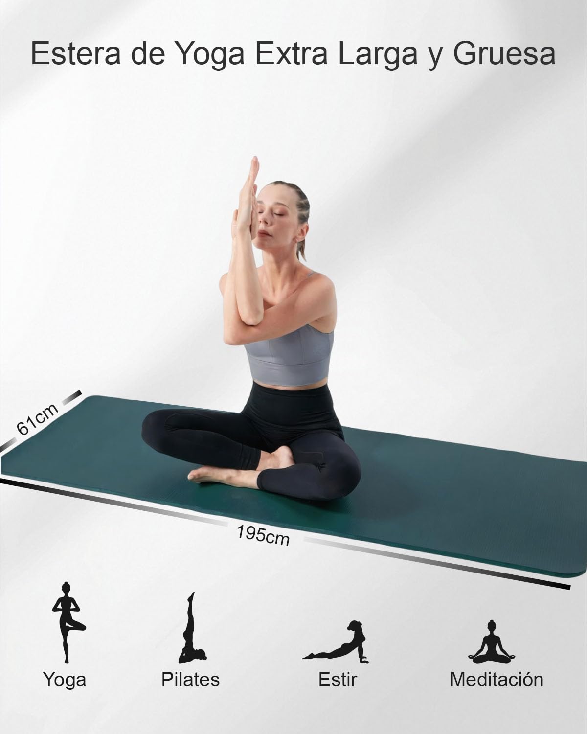 Esterilla Fitness Gruesa 15mm 183cm x 61cm NBR Esterilla Yoga Antideslizante para Yoga Pilates Gimnasia Fitness