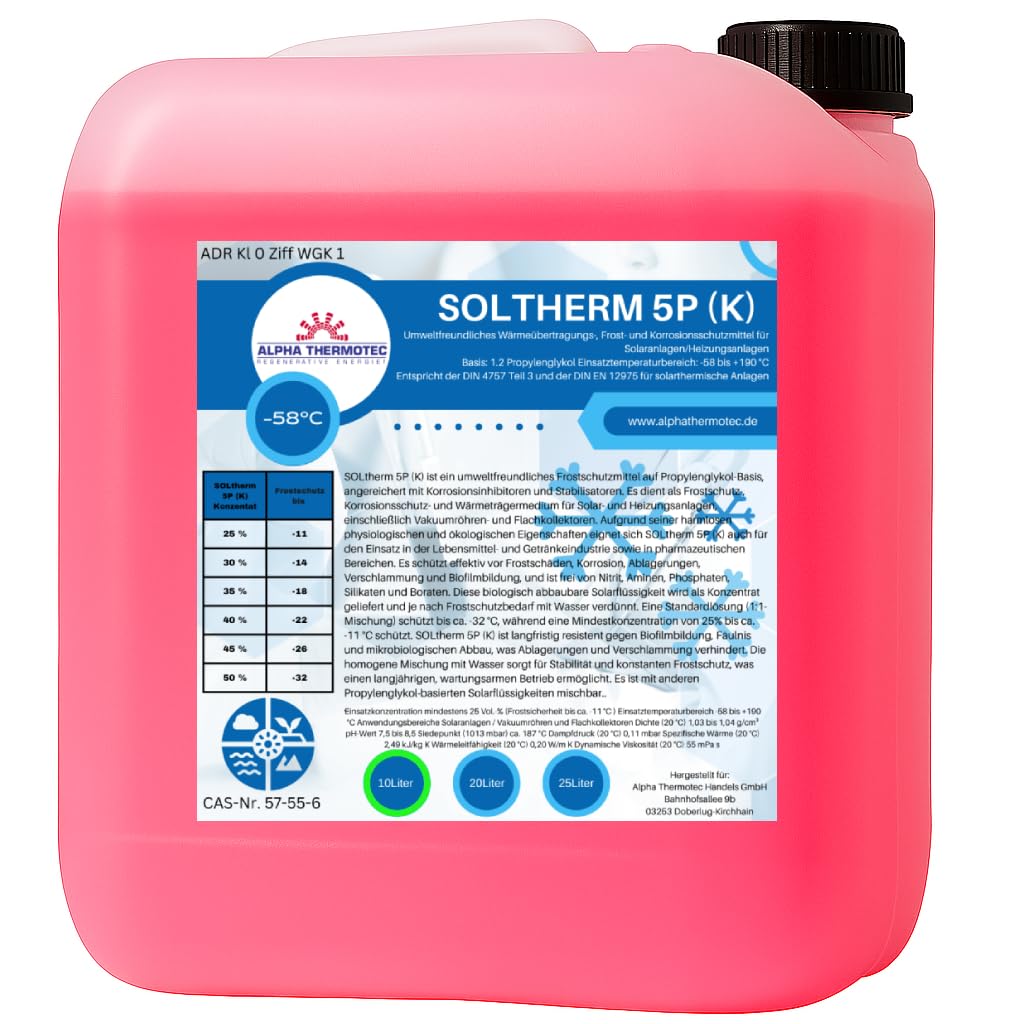 Solarflüssigkeit 10 l rot Konzentrat bis -58° C Frostschutz, Solarfluid, Solarliquid, Wärmeträgermedium