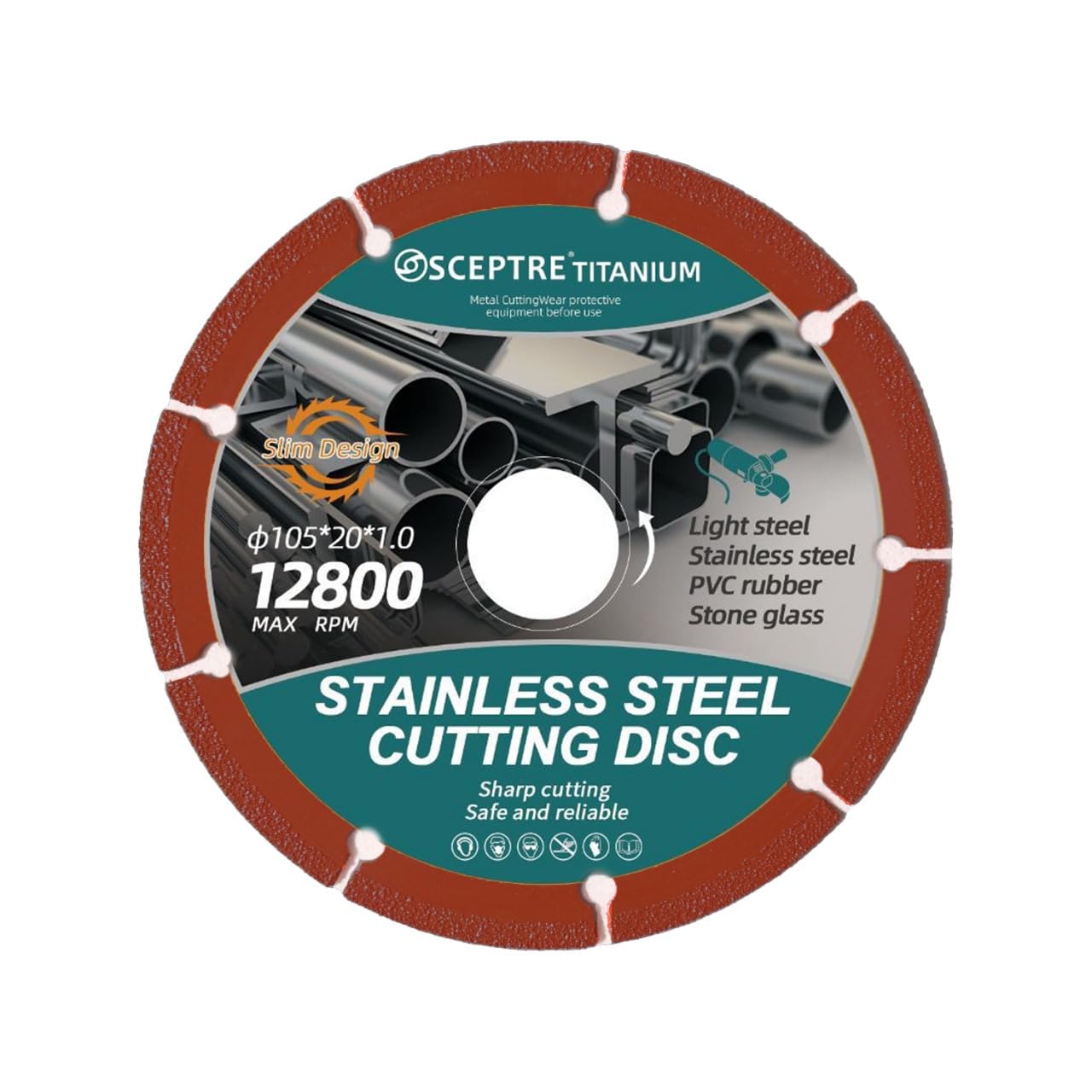 SCEPTRE Professional Stainless Steel Cutting Disc – 105mm Cutter Disc Saw Blade for Angle Grinder, Light Steel, PVC, Rubber, Stone, Glass, Dry Cutting Grinding Blade, Multicolor-image-41