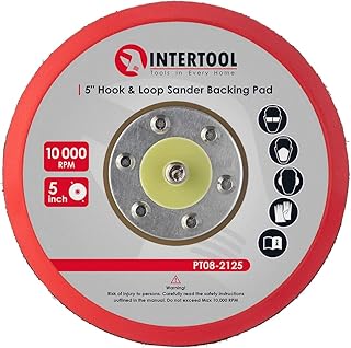 INTERTOOL Hook and Loop Disc Sander Backing Pad, 5-inch, 5/16” Arbor 24 - Thread Mounts, Replacement DA Orbital Sander Pad PT08-2125