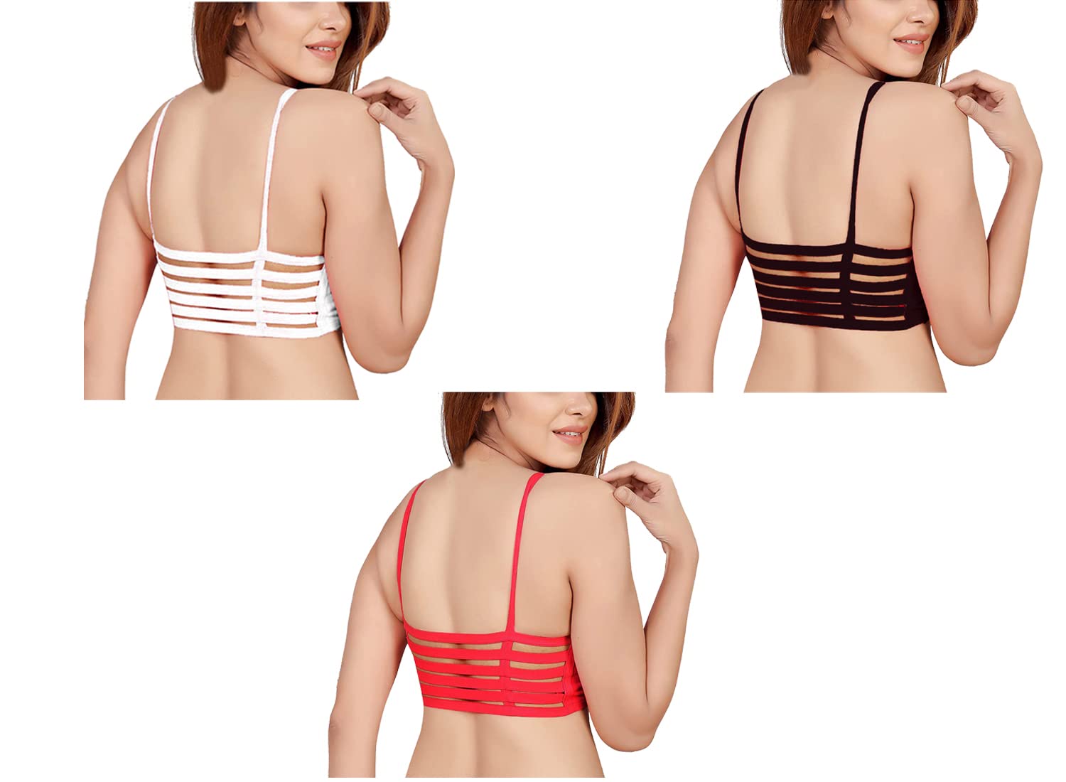 Women's Nylon, Spandex & Cotton Padded Non-Wired T-Shirt Bra - Pack of 3-picture-26
