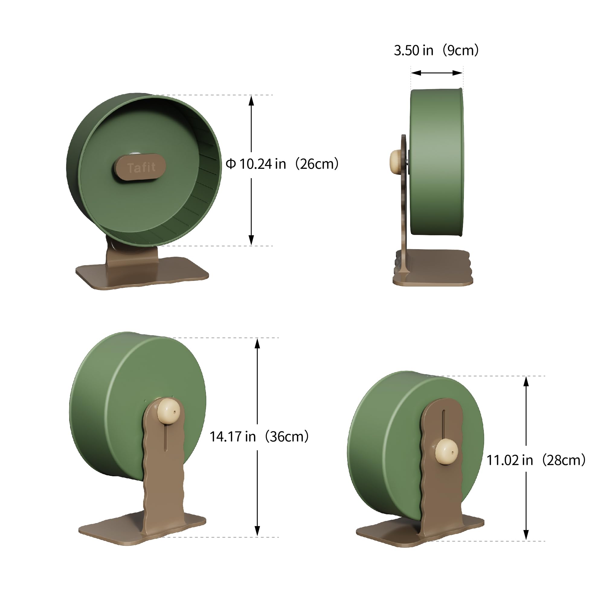 Tafit Quiet Hamster Wheel 10.2 Inch Dual-Bearings Silent Small Animals Running Exercise Wheel Height Adjustable for Syrian Hamsters, Gerbils, Rats, or Other Small Pets, Avocado Green - image 7