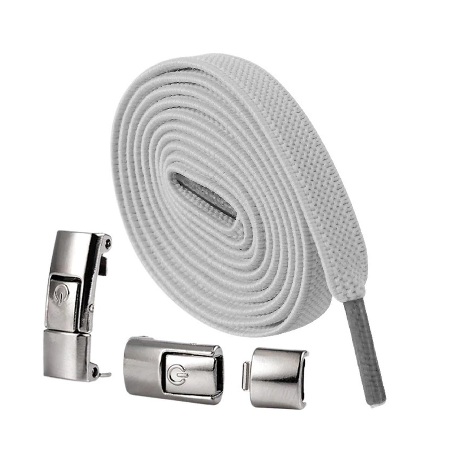 GPDNBIEU Shoelaces, Boots Lock Shoelaces Without Ties Kids Adult Shoelace Rubber Bands for Shoes 1Pair(Light Grey)