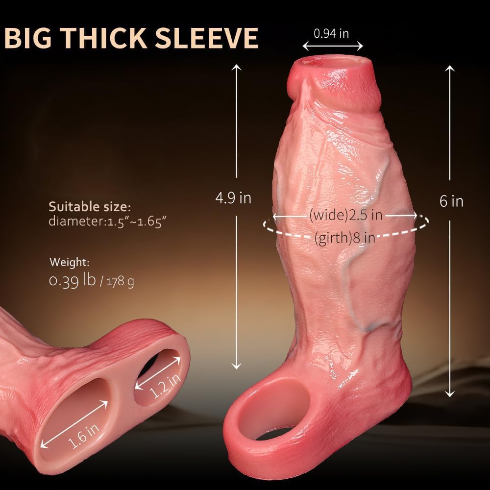 Guaine realistiche per l'ingrandimento del pene; anelli fallici; articoli erotici unisex; giocattoli erotici per coppie