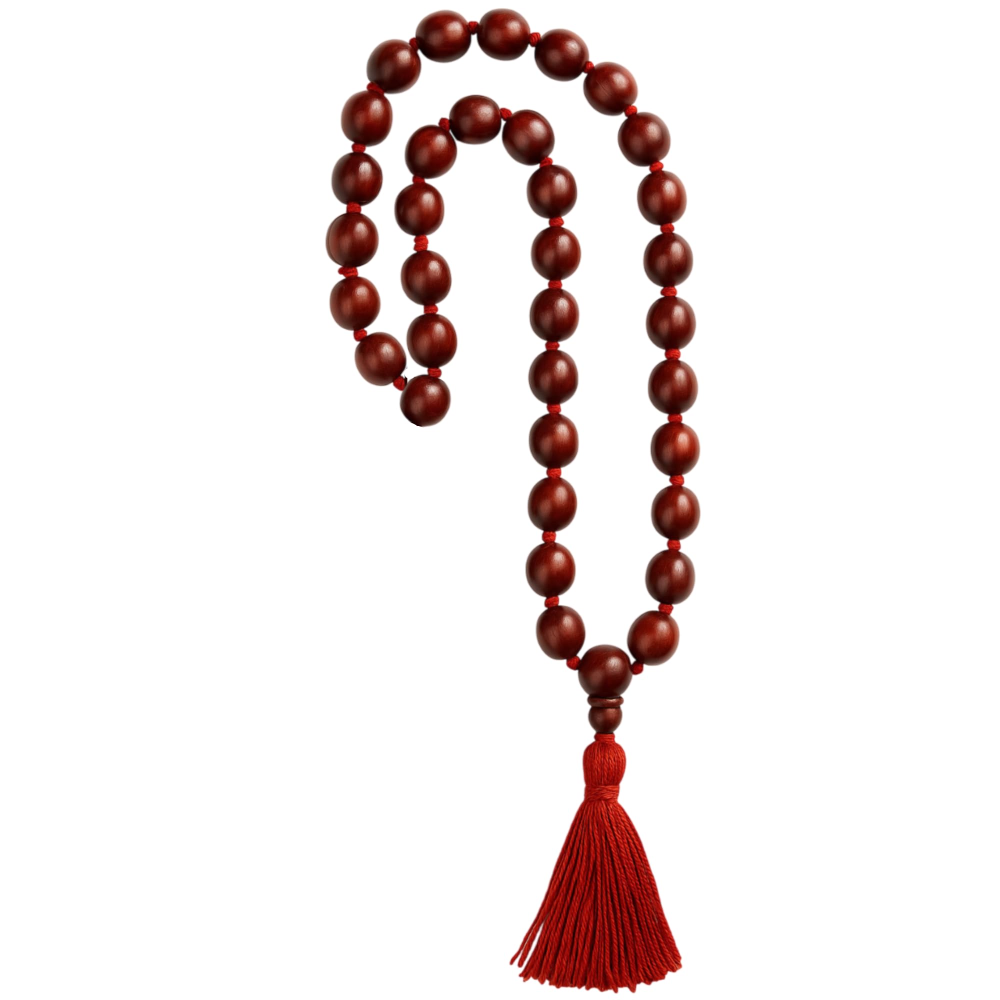 Sandalwood Wrist Mala, Hand-Knotted Beads with Tassel