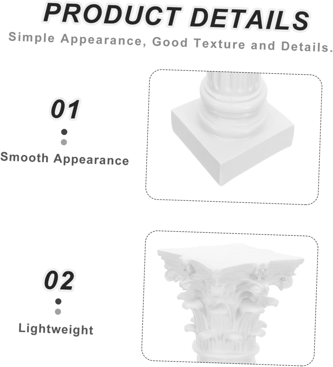 Wedding Roman Column Pillars White Resin Decorative Pedestal Sturdy Support Classic Elegant Style for Wedding Photography Props and Party Event Decoration