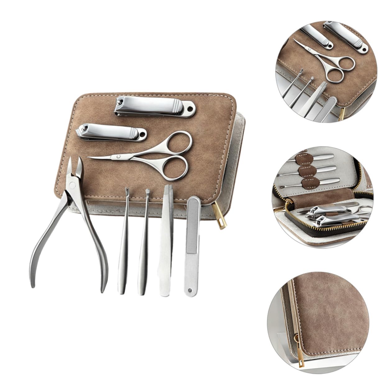 Gatuida Kit De Manucure En Acier Inoxydable 8 Pièces Ensemble Coupe-ongles Professionnel Taille Compacte Pour Adultes Soins Des Mains Pieds Paquet De Rangement