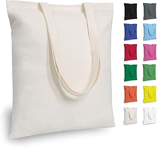 TOPDesign 3 | 6 | 12 | 24 | 48 | 192 Pack Economical Cotton Tote Bags, Lightweight Medium Reusable Grocery Shopping Cloth Bags, Suitable for DIY, Advertising, Promotion, Gift, Activity (3-Pack)