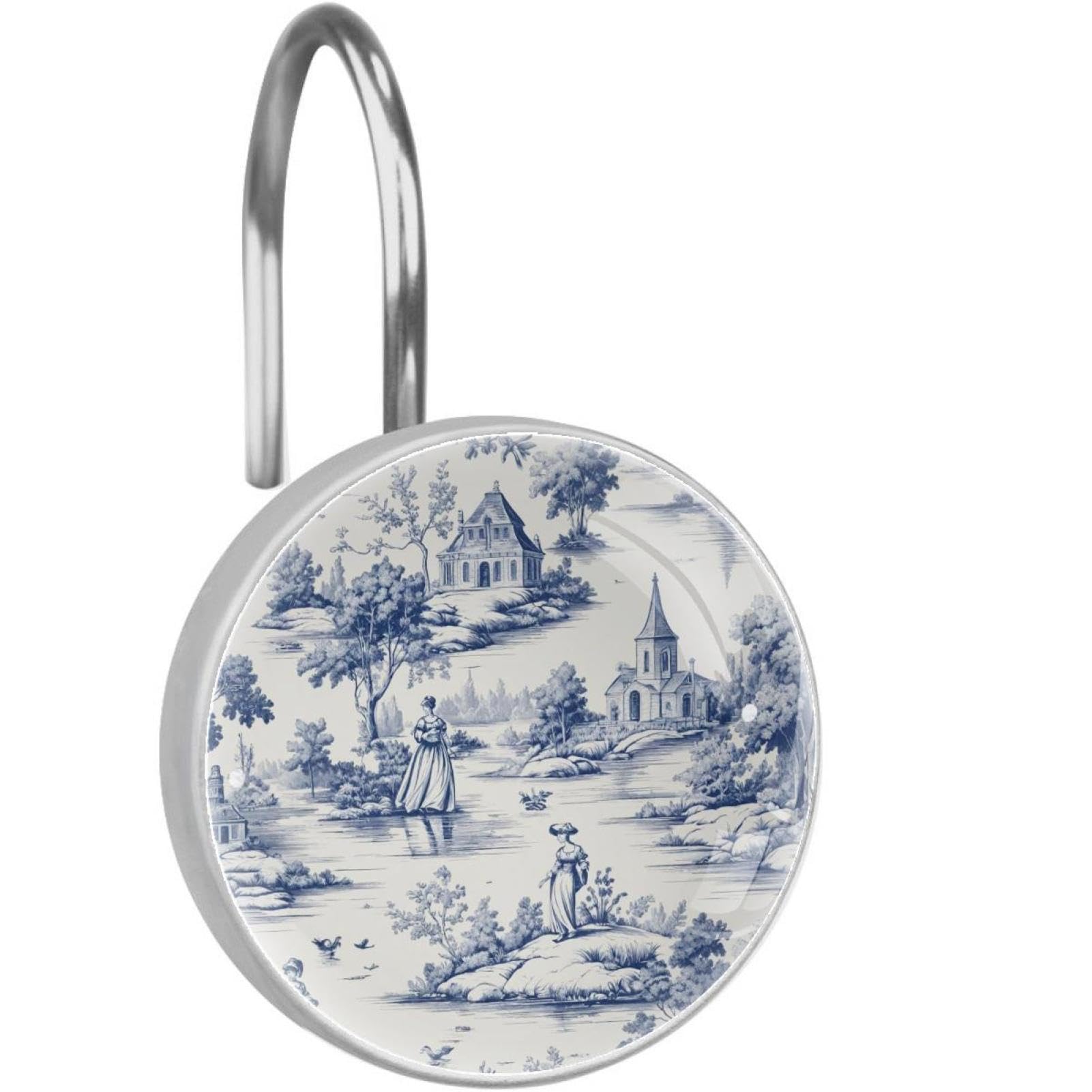 Crochets pour rideau de douche en toile de cristal blanc et bleu design haut de gamme pour bain