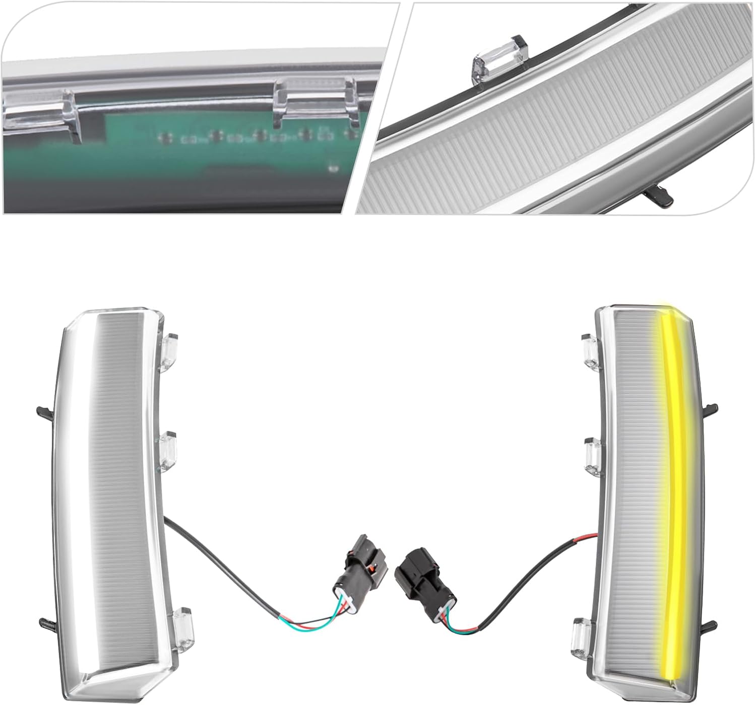 350z Led Side Marker DRL Assembly Front Bumper Reflector Black Switchback LED Daytime Running Lights Turn Signal Lights Fit For 2006-2009 Nissan,OE/OEM Number 26140CF40A 26145CF40A (Left & Right)