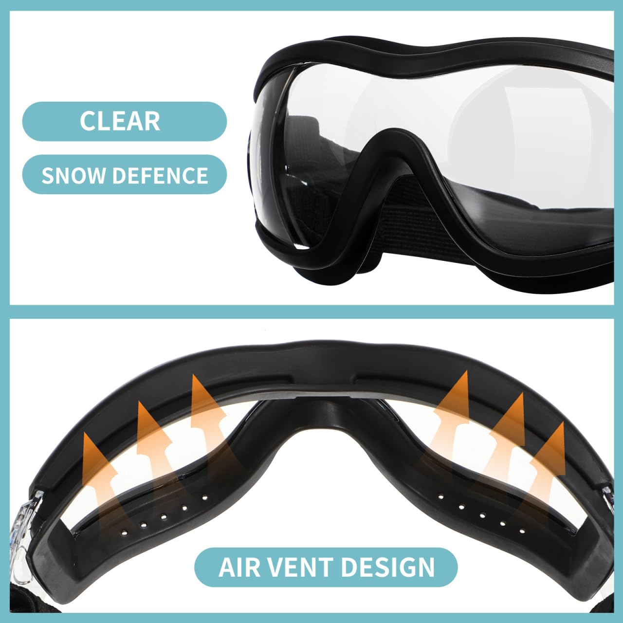 balacoo Hundebrille Transparente Schutzbrille Mit Verstellbarem Gummiband Winddichter Augenschutz Aus Pc-Material Für Hunde Bei Sport Laufen Spaziergängen Und Outdoor-Aktivitäten