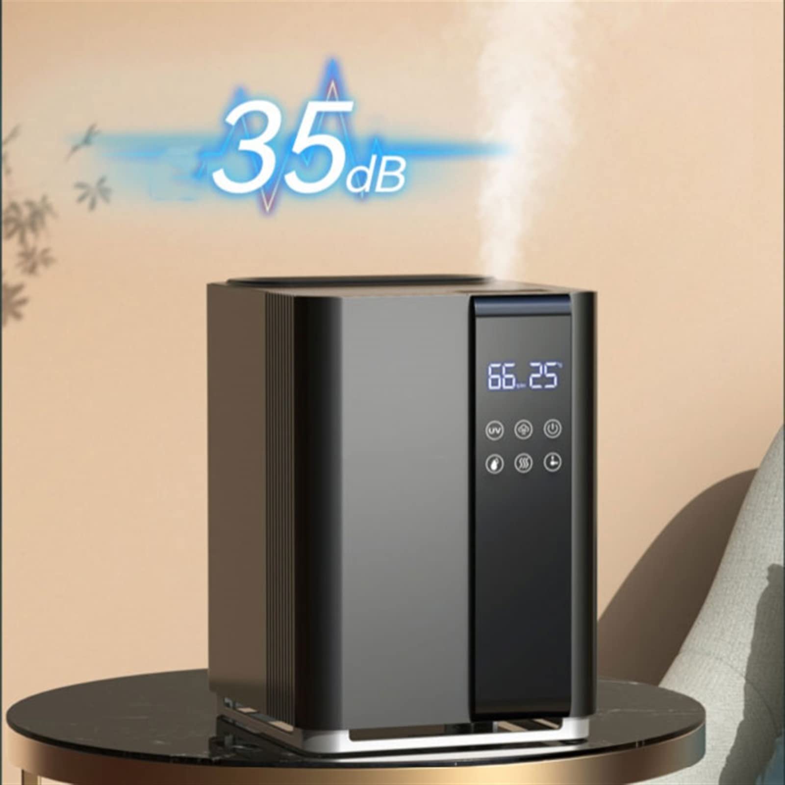 Humidificadores de Aire Humidificadores for la habitación grande del dormitorio, 5L Fresco y cálido Top Top Humidificador de tiempo con 3 velocidades Humidistat, apagado automático, negro Silencioso H