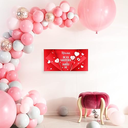 Miniatura 93 de Cartel de fondo personalizado para el día de San Valentín, decoración de San Valentín, letrero de vinilo con texto en inglés "Be My Valentine