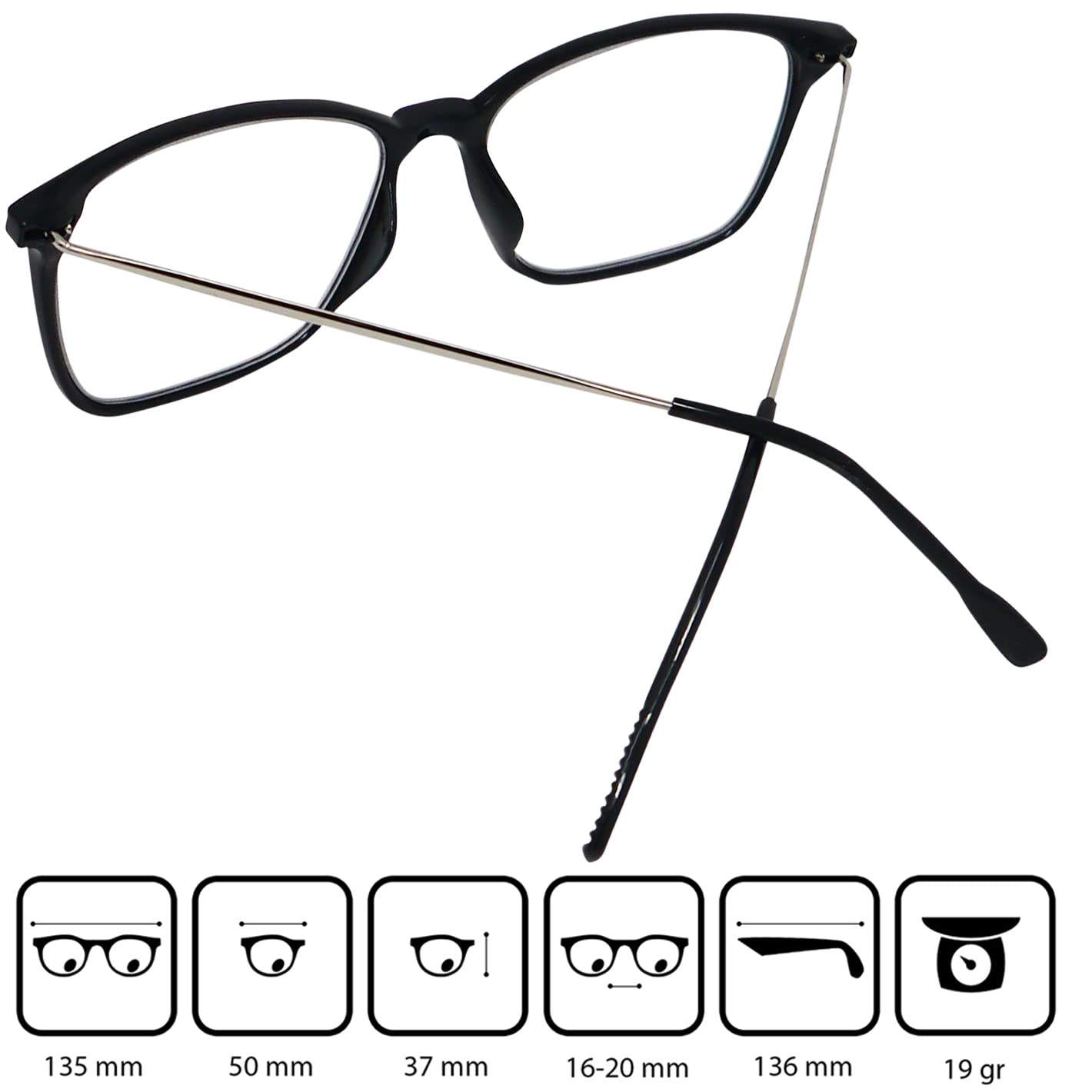 Lekkie okulary do czytania z filtrem niebieskiego światła, prostokątne etui na okulary, ramka z tworzywa sztucznego z metalowymi zausznikami, okulary antyniebieskie, dla mężczyzn i kobiet