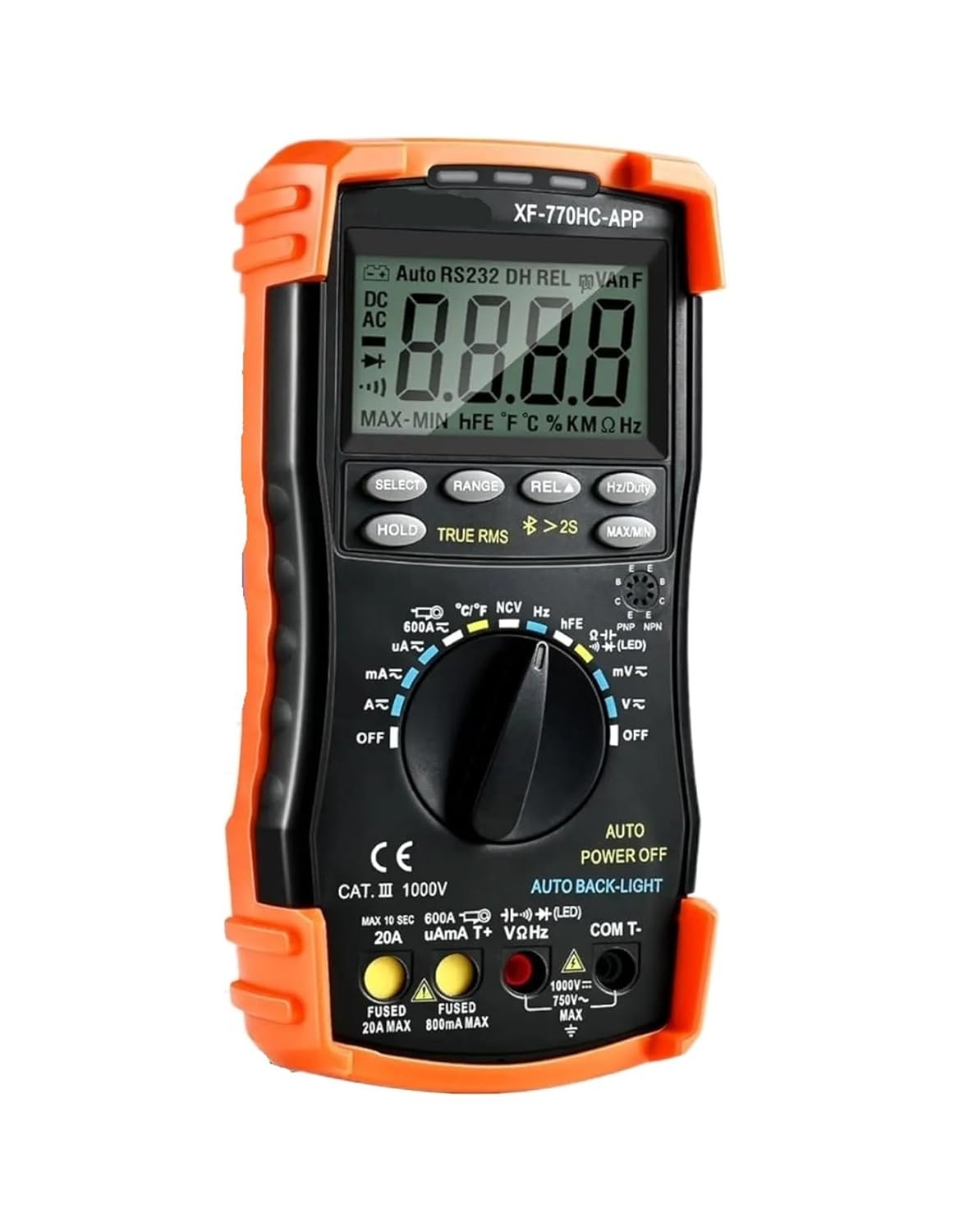 6000 Counts Bluetooth Digital Multimeter, Auto-ranging Volt Meter for AC/DC Voltage, Current, Resistance, Diode Test(BLUE-770HC-APP-C)