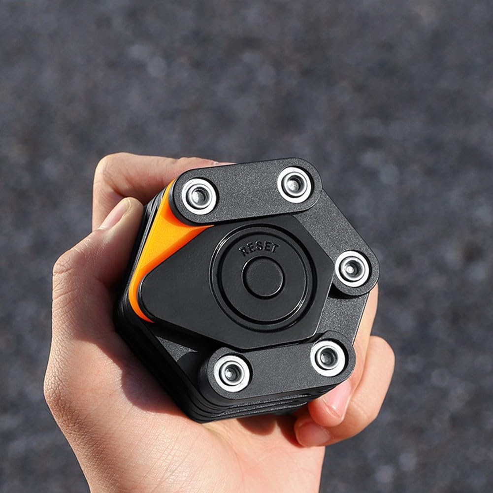Lucchetto pieghevole per bicicletta, in lega di acciaio da 5 mm, con guscio in ABS, combinazione di sicurezza senza chiave, per mountain bike e bici da strada, nero