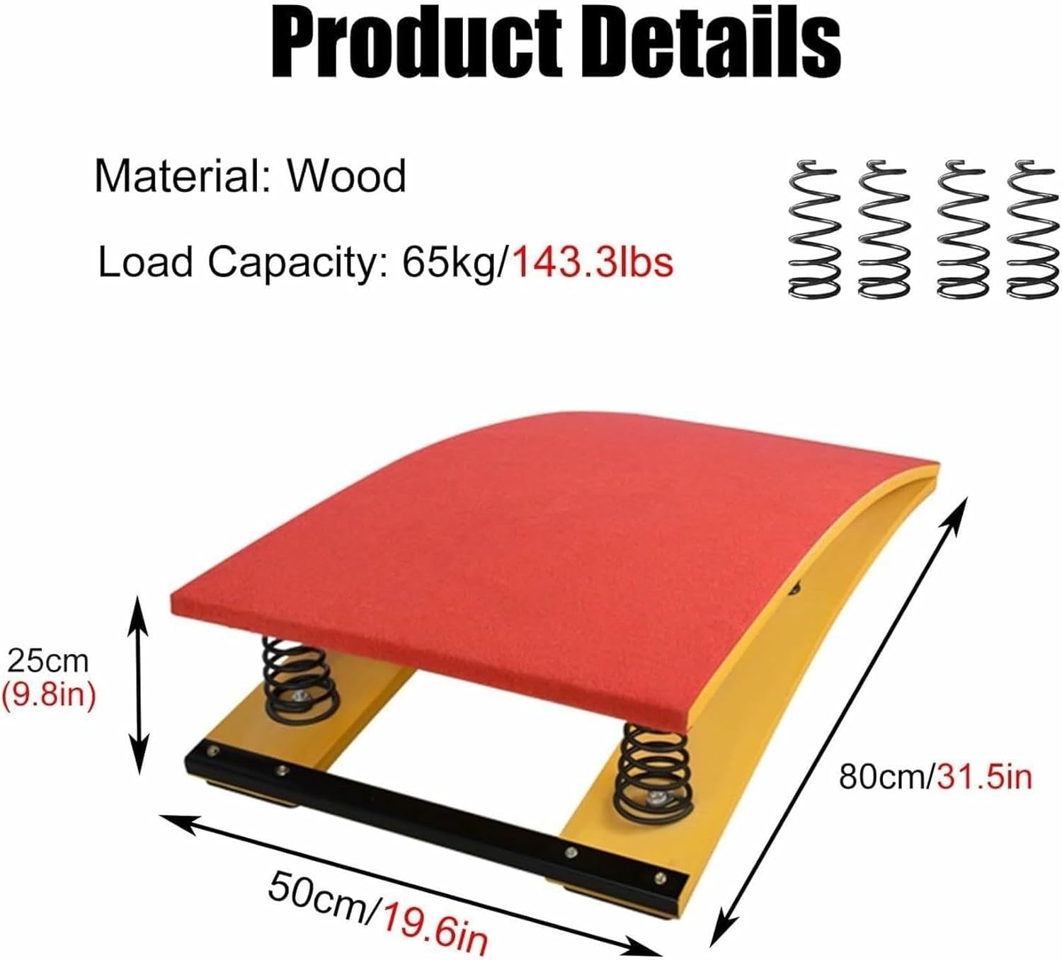 Gymnastics Vault Springboard, Jump Pad for Adults Teen, Hardwood Curved Springboard for School Home