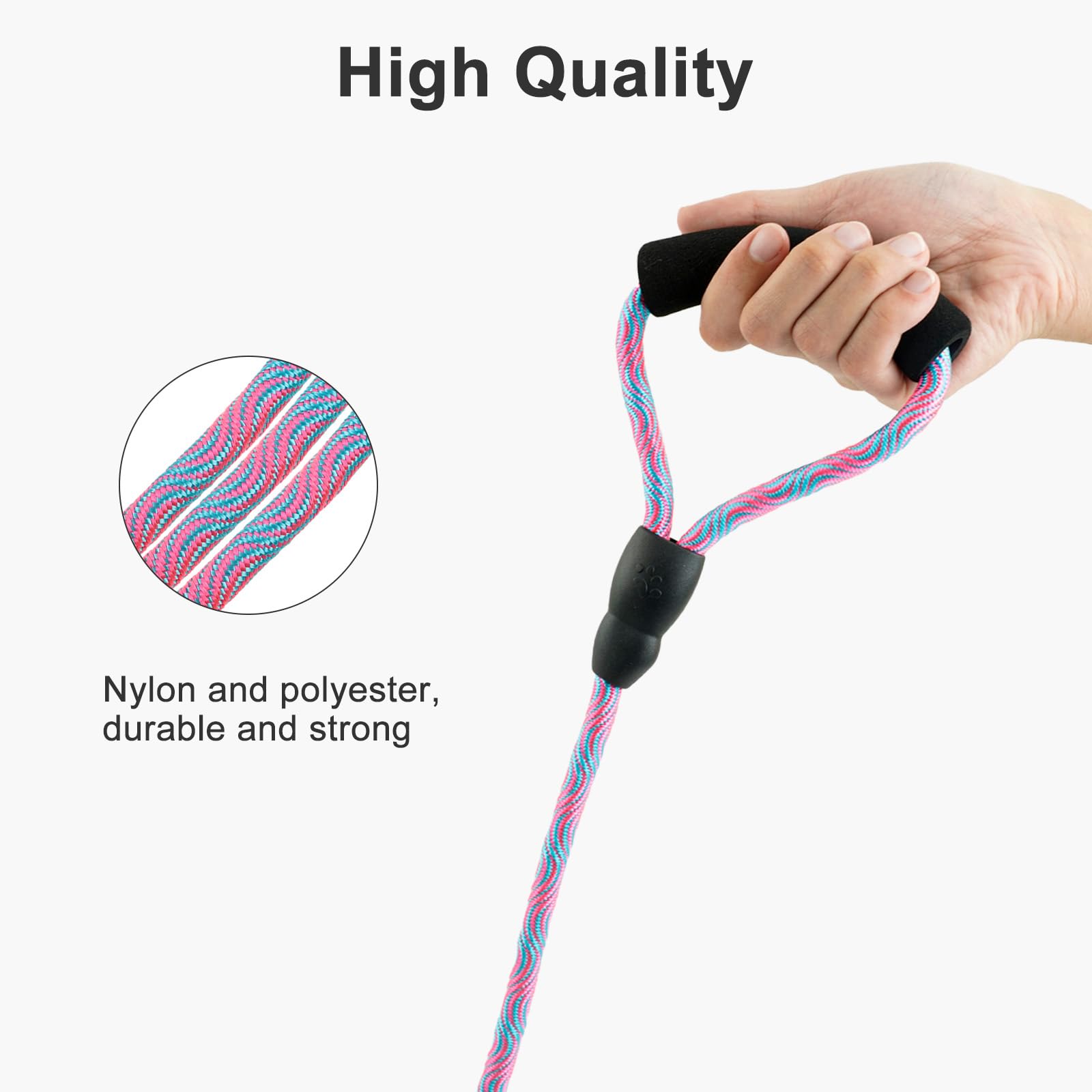 Double Dog Lead for Walking 2 Dogs No Tangle, Dual Leash Splitter with Double Ended Clips, Suitable Pet Lead for Small Breeds around 8 KG, Perfect for Training & Outdoor WalksPink, Diameter 1cm - Image 3