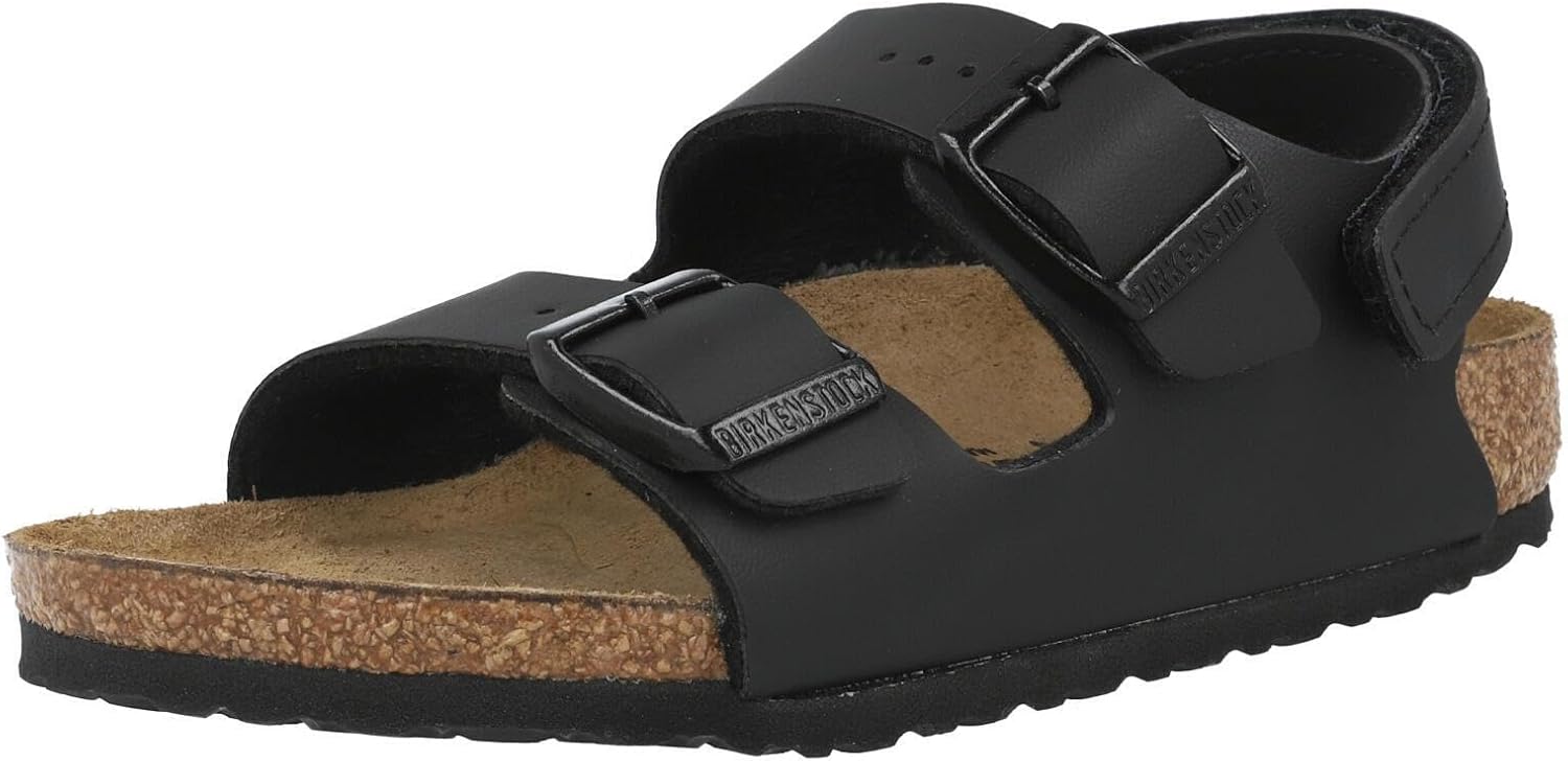 Birkenstock Milano Kids Sandals Black Birko-Flor® Adjustable Straps Suede Lining EVA Sole