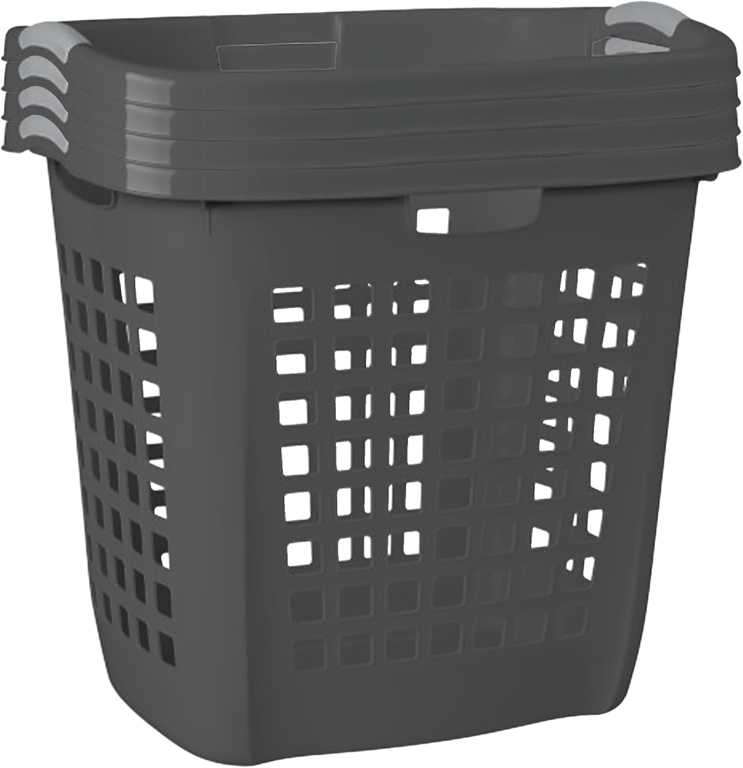 Sterilite 4-Pack 2.1 Bushel Ultra Easy Carry Laundry Hamper - Flat Gray Ventilated Plastic Basket for Home, Dorm & Bedroom Organization