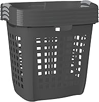 Sterilite 4-Pack 2.1 Bushel Ultra Easy Carry Laundry Hamper - Flat Gray Ventilated Plastic Basket for Home, Dorm & Bedroom Organization