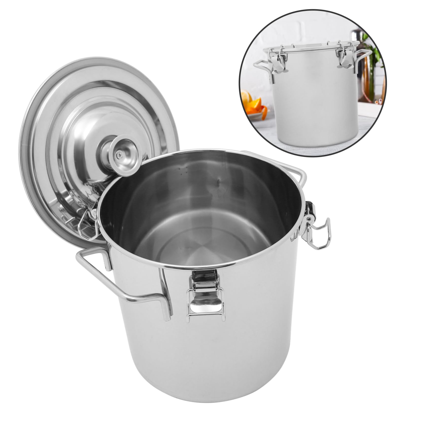 DECHOUS Edelstahl Aufbewahrungseimer 6l Silber mit Latch Lock für Küche