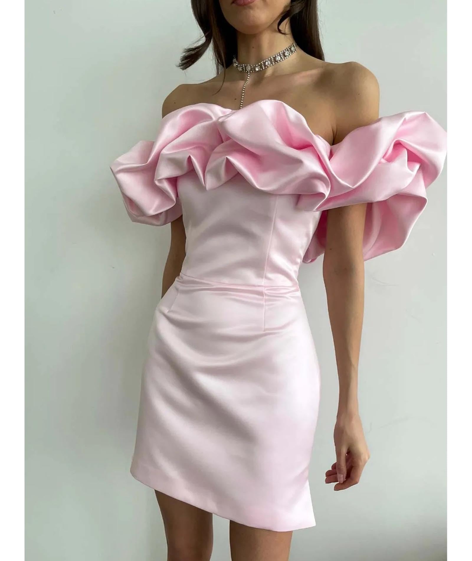 xxxiticat Mini abito da donna in raso, elegante, con spalle aperte, senza maniche, per feste, cocktail, club