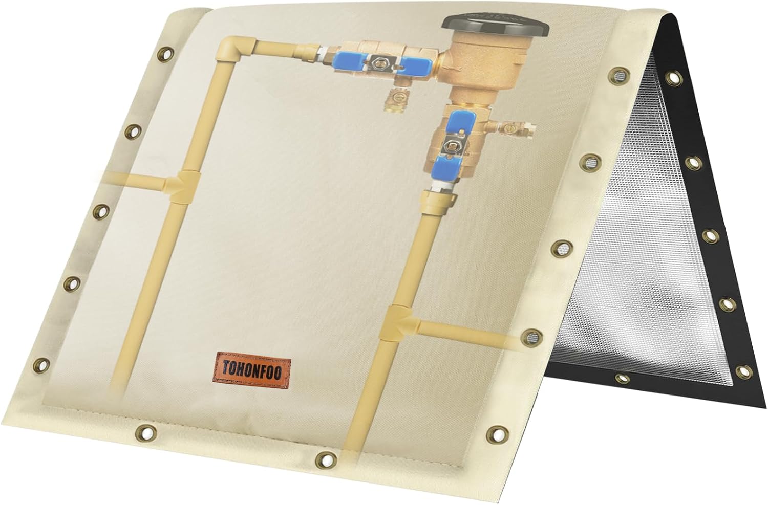 TOHONFOO 3-Way Opening Backflow Preventer Pipe Insulation Cover (5°F) - Irrigation Sprinkler Valve Cover - Water Well Pump Cover - Sturdy 5 Layers for Winter Freeze Protection (18" W x 34" H, Black)