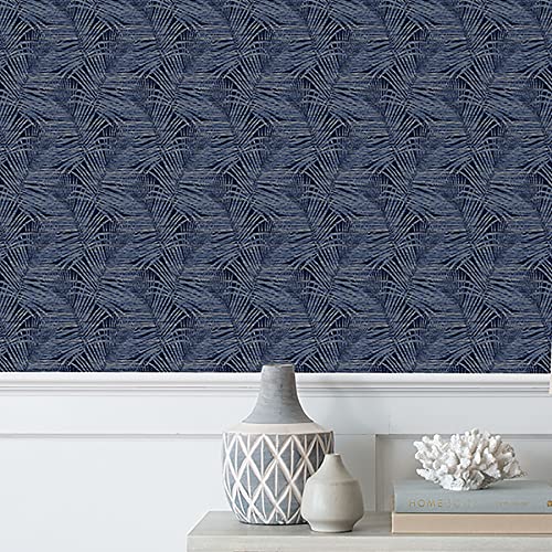 Image of Tommy Bahama Shadow Palm Peel and Stick Wallpaper, (Indigo Blue)