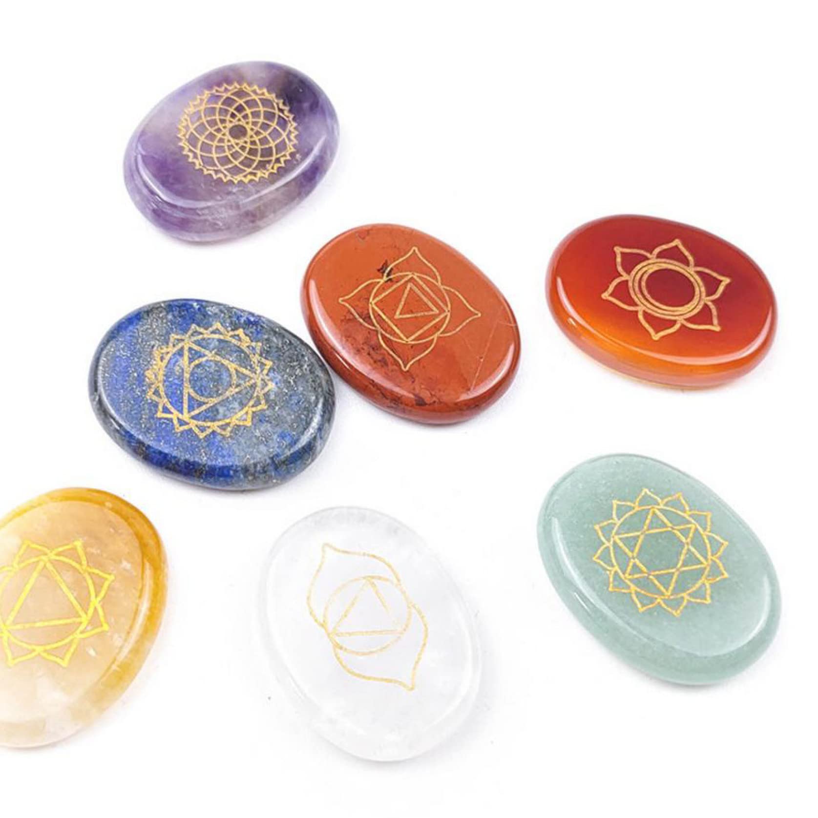 Cristales y Piedras curativas Cuarzo Natural Símbolo Piedra Cristal 7 Juego de Piedras for Yoga Decoración del hogar Regalos espirituales Inicio Colecciones