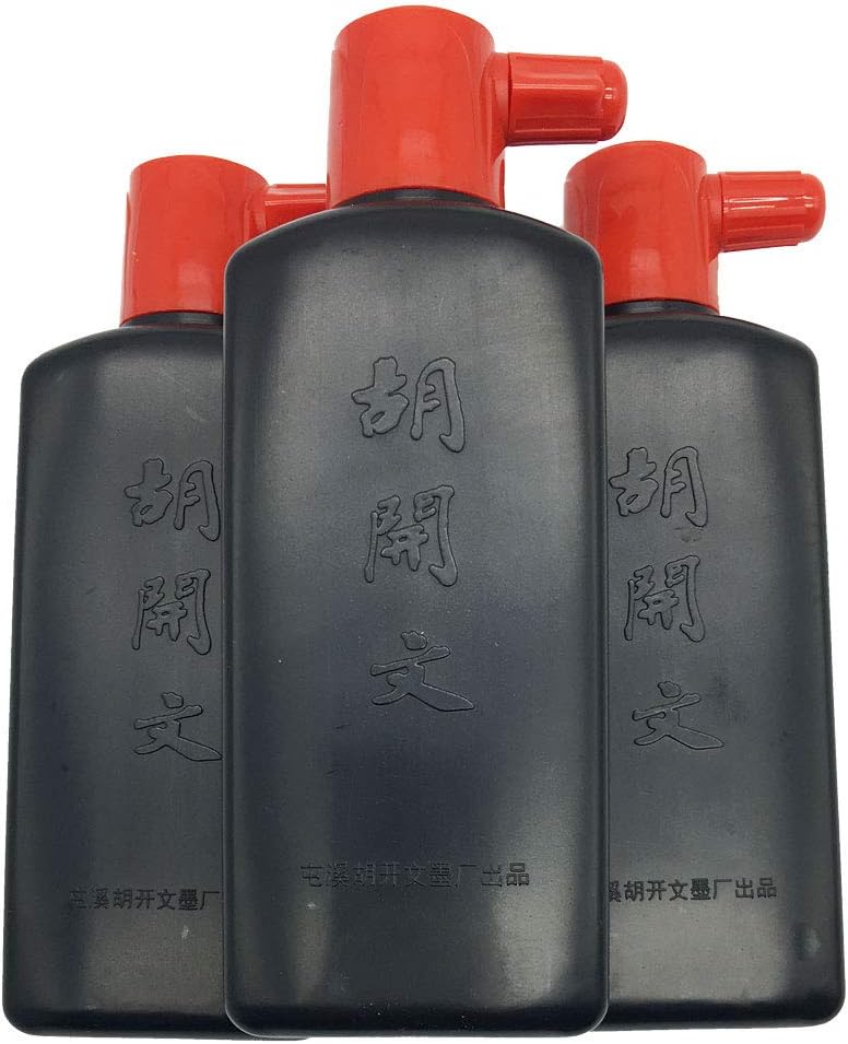 Easyou Hukaiwen Liquid Sumi Ink Chinese Black Calligraphy Ink for Chinese Japanese Traditional Calligraphy and Painting 3pcs/Pack