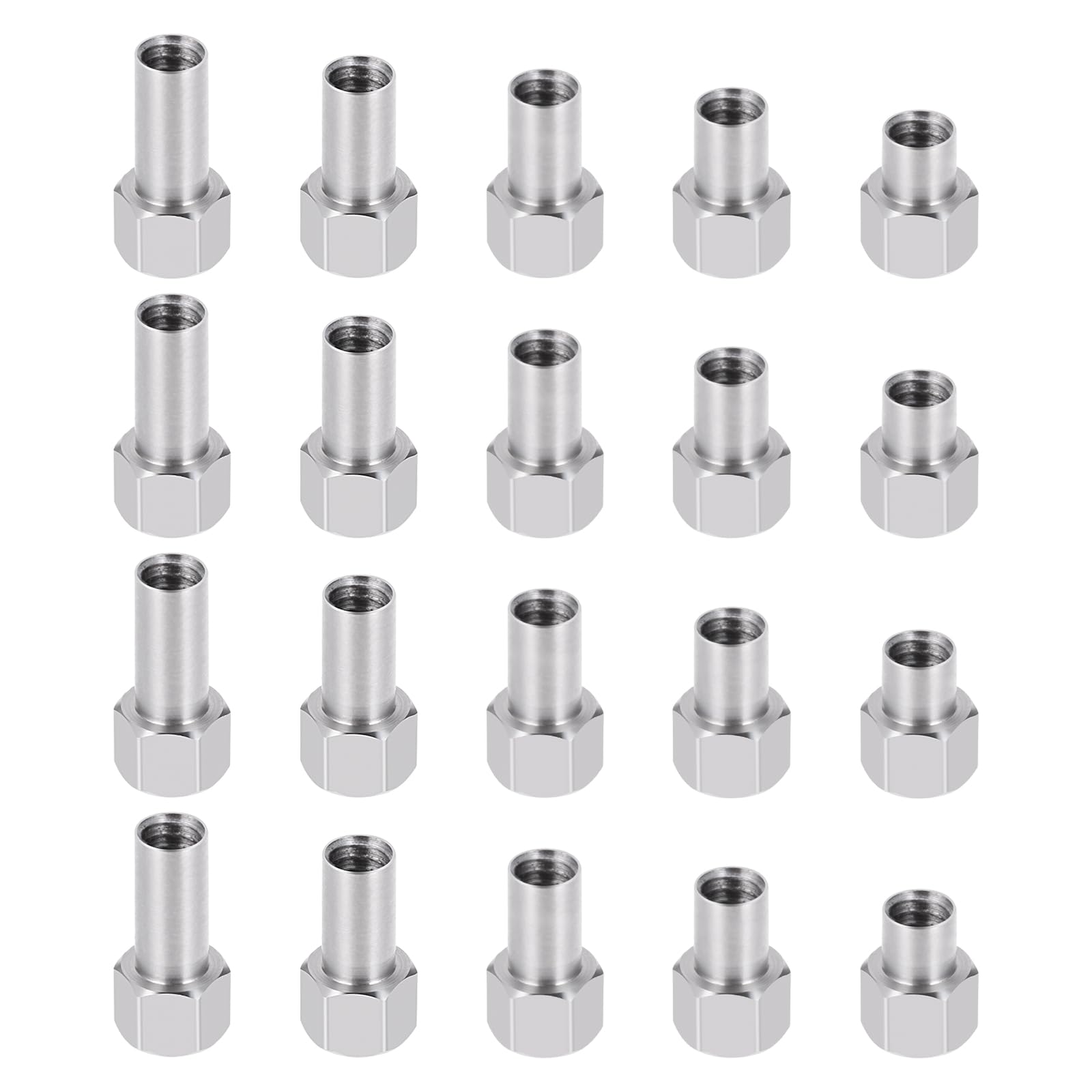 JGGZONE 20PCS M2.5 * 2mm/3mm/4mm/5mm/6mm Stainless Steel Extended Long Wheel Nuts Adapter for TRX4M Defender Bronco K10 High Trail F150 1/18 RC Crawler Upgrade Parts