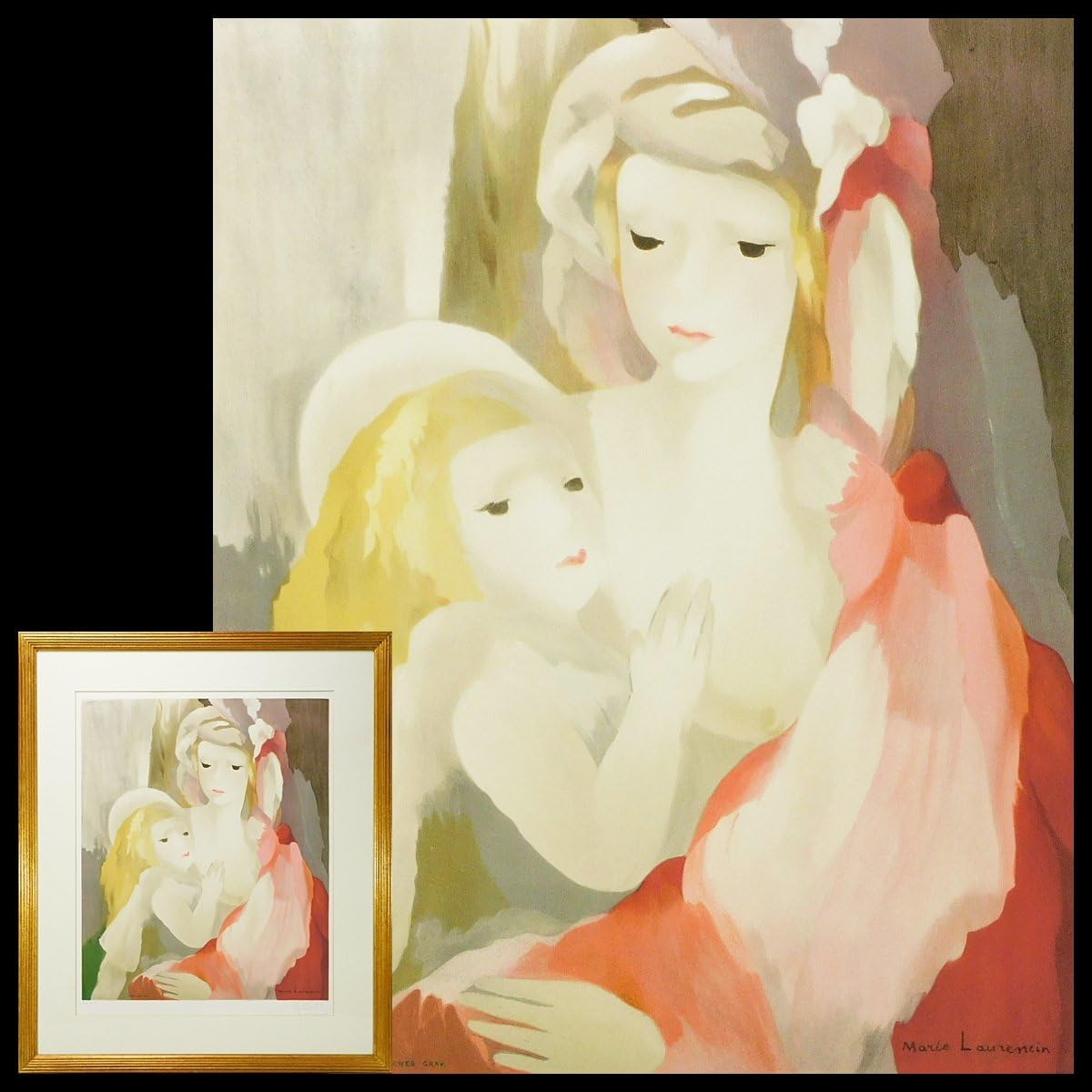 (A0010)マリー・ローランサン「母と子」 絵画 額装絵画 マリー・ローランサン 「母と子」 世界の名画シリーズ