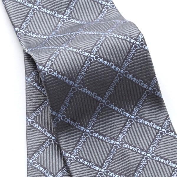(カルバンクライン) CALVIN KLEIN カルバンクラインネクタイ グレー チェック ロゴ CKJ-268 [並行輸入品]