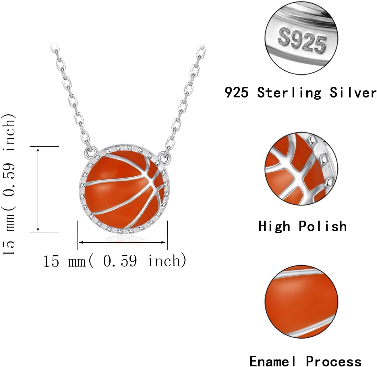 MANBU Sterling Silver Sports Ball Necklace for Women: Baseball Tennis Volleyball American Football Softball Basketball Pendant Gift Jewelry for Players Fans Moms Coaches - Image 6