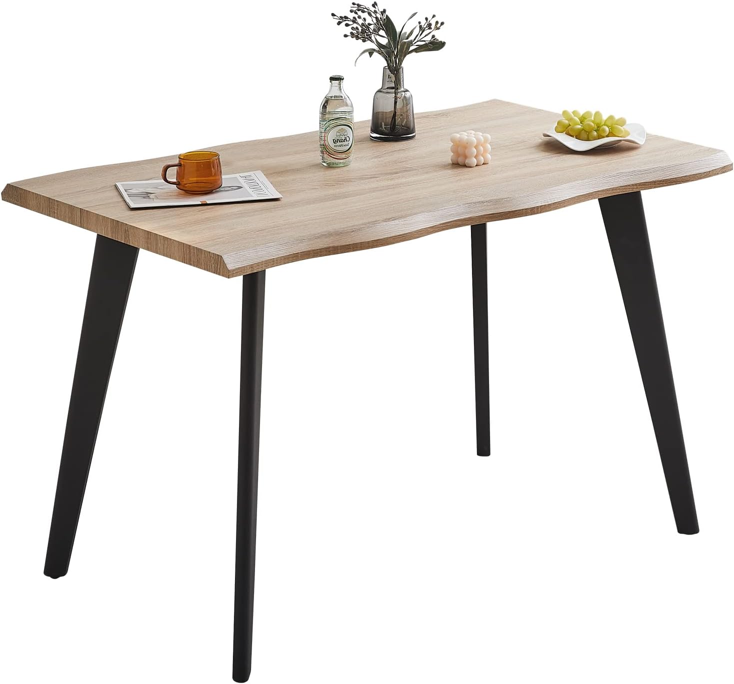 TUKAILAi 120cm Dining Table Oak Effect Kitchen Table with Heavy Duty Metal legs Modern Wooden Rectangular Dinner Table for 4-6 Person Dining Room Restaurant Apartments & Café